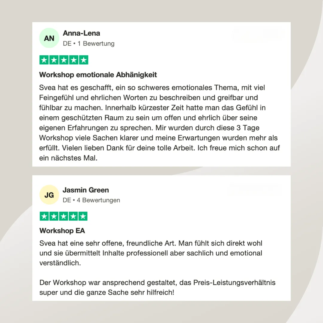 Rückmeldung zum Onlinekurs emotionale Abhängigkeit