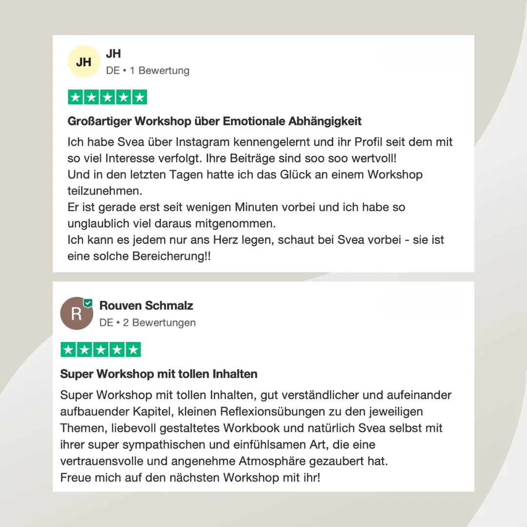 Rückmeldung zum Onlinekurs emotionale Abhängigkeit